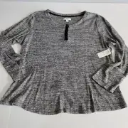 NWT Sonoma Goods For Life Sz 1x Sleepwear Black And Great 1/4 Button Long-sleeve