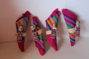 Ethnic Guatemalan Worry Doll Napkin Rings and Napkins Set of 4 Fabric / Twine