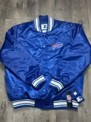 NFL Buffalo Bills STARTER Blue Satin Bomber Jacket Mens Sz XL *NWT*