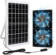 Solar Powered Fan/Solar Exhaust Fans for Outside/Solar Greenhouse Fan/Solar Fan for Attic,Shed,Barn,Chicken Coop,Dog House (15W Solar Panel + 2 Solar Exhaust Fan)