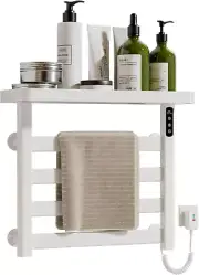 Towel Warmer,White Towel Warmer Rack for Bathroom,With Top Shelfwall Mounted Tow