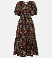 [Ulla Johnson] Ulla Johnson Olina cotton poplin midi dress AU 6 black