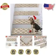 Fluffy Non-Slip Stair Rugs for Kids & Pets - 28in x 9in, 10 Pack Taupe Tread