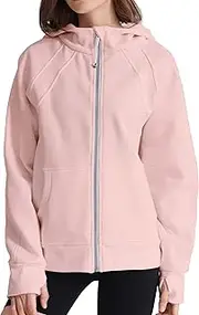 [ISEEGZ] Womens Fleece Lined Full Zip Up Hoodies Cotton Winter Zipper Sweatshirts Jackets for Women with Thumbhole Pocket