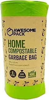 Aznpac Compostable Bin Liners 8L Kitchen Garbage Bags Biodegradable [39x42cm] (50 Pack)