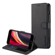 For Apple iPhone SE 2020 (2nd Gen) Case, SupRShield Wallet Leather Flip Magnetic Stand Case Cover For Apple (Black)