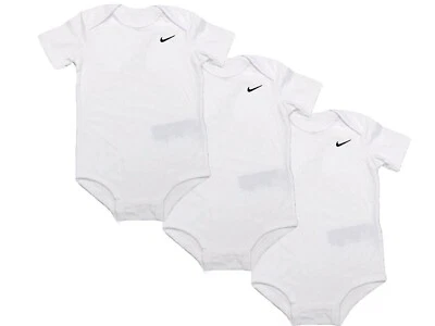 Nike Swoosh Three-Piece White Infant Baby Bodysuit Set Size Newborn