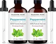 Majestic Pure Peppermint Essential Oil, Pure and Natural, Therapeutic Grade Peppermint Oil, Set of 2 4 fl. oz.