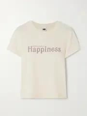 [RE/DONE] RE/DONE - + Net Sustain + Pamela Anderson Printed Organic Cotton-jersey T-shirt - Cream - small small Cream