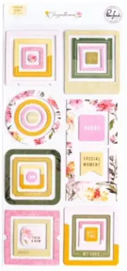 PinkFresh Chipboard Frames Stickers-Chrysanthemum