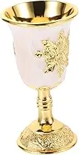 Copper Cup Buddhist Water Cup High-end Wine Glasses Red Wine Goblet Chalice Cup Witchcraft Cup Wine Container Cup Embossed Goblet Multi-Function(White)