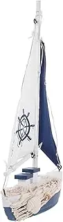 VINTORKY LED Wooden Sailboat Model Nautical Home Decor Rustic Centerpiece for Living Bedroom Office Mediterranean Style Lightweight Craftsmanship for Indoor
