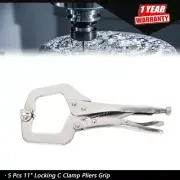 5Pcs 11" Locking C Clamp Pliers Grip With Swivel Pad Vise Jaws Adjustable