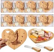 Wonderjune 8 Set Bridal Shower Favors Heart Shape Board Mini Charcuterie Boards with Knife Fork Thank You Tags and Gift Boxes for Guest Bridal Baby Shower Prize Wedding Birthday Valentines Day
