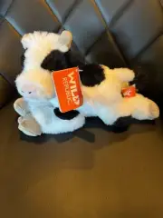 Wild Republic Plush 9" White with Black Spots Ecokins Mini Cow - New