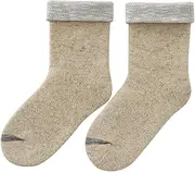 [LNJ] 1 Pairs Women's Thick Warm Wool Socks Soft Breathable Crew Socks Non Slip Athletic Running Socks (Color : Brown)