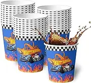 MeriHap 30Pcs Hot Car Happy Birthday Decoration Cups - 3 Styles Wheels Wild Race Car Theme for Party Favors, Games and Supplies