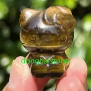 1.2" Natural Tiger’s Eye Jasper KT cat Skull Quartz Crystal Skull Figurines 1PC