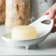 Soap Dish with Handle, Bar Soap Holder with Self Drain, Draining Soap White