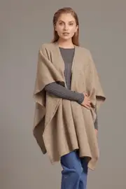McDonald Possum Merino Womens Split Front Cape-Mocha