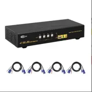 CKLau DVI + VGA Dual Monitor KVM Switch 4 Port Extended Display with Audio