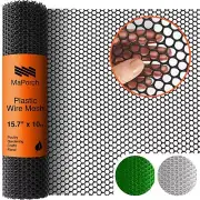 MAPORCH Black Plastic Wire Mesh Fence 15.7IN x 10FT Roll - Ideal for Poultry,...