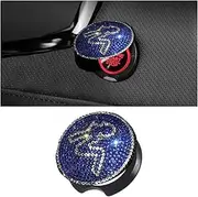BESULEN Bling Car Engine Push Start Stop Button Cover, Crystal Rhinestone Diamond Anti-Scratch Vehicle Engine lgnition Button Decoration Protector Sticker for Women Girls, Universal Fit（Blue）