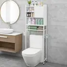 5-Tier Over Toilet Storage Shelf Laundry Shelf Bathroom Organizer Cabinet White