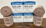 VendaWrap Short Stretch Compression Bandage 100% Cotton - 4 Rolls (6cm x 5m)
