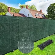 UPGRADE Fence Privacy Screen 4' x 50' Fence Shade Cover with Brass Grommets Heavy Duty Pefect for Outdoor Back Yard - Dark Green