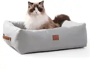 50 * 15 * 48 Dog Bed for Small Medium Sized Dogs and Cats - Washable Rectangle Puppy Bed for Indoor Outdoor, Cozy Pet Bed with Support Pillow & Non-Slip Bottom(Pale Grey, Small)