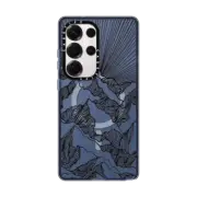 Galaxy S25 Ultra Impact Magnetic Case AIM HIGH 1, MOUNTAINS B&W MINIMALIST NATURE ILLUSTRATION