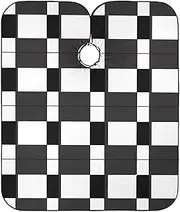 Black and White Checkerboard Barber Cape Hair Dresser Color Capes, 64.9 In x 55.1 In Hair Cape Clients, Black and White Checkerboard 2