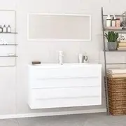 3 Piece Bathroom Furniture Set White,Bathroom Furniture Sets-3152848