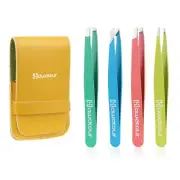 HAWATOUR Tweezers Set 4Pcs Eyebrows Tweezers for Women Great Precision for In...