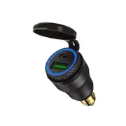 For BMW Ducati Triumph Motorcycle Dual USB Charger Hella DIN Type C Plug Sockets