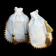 50 PCS Cotton Drawstring Jewelry Pouch White Small Designer Favor Bags Coin Bag