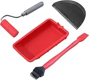 Woodworking Glue Applicator - Wood Glue Brush, Glue Roller - Silicone & Aluminum AlloyReusable Adhesive Spreader with Tray Scraper & Brushes Kit for Crafts, Furniture & Hobby - Red