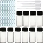 FSSTUD 10 Pcs Empty Clear Glass Vials Screw Cap Liquid Vials Small Lab Sample Bottles Mini Sampling Bottles Leak Proof Sample Containers with Labels Droppers for Chemicals 10ml