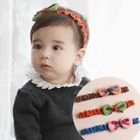 在飛比找Yahoo奇摩購物中心優惠-UNICO 韓版 兒童甜美系毛線蝴蝶結髮帶