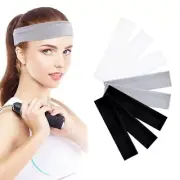 Non-Slip Headbands for Women Man Girls, Elastic Sweat 8 pcs black+white+grey
