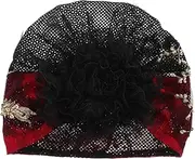 Beatifufu Unique Bead Flower Headscarf Women's Turban Hat Beanie Stylish and Women's Hat