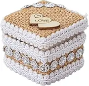 Parliky Small Rustic Ring Box with Jute Twine and Lace for Weddings Engagements and Romantic Proposals Elegant Wedding Pillow for Rings for Special Occasions