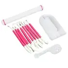 11 Pcs Sugarcraft Fondant Smoother Cutter Embosser Baking Rolling Tool Kit Set 5