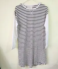 在飛比找Yahoo!奇摩拍賣優惠-全新 R.F.V日系品牌 拼接橫條紋長裙 連身裙 長袖洋裝(