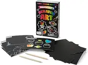 Chuckle & Roar - Valentine's Scratch Art - Rainbow Art Under Foil - Scratch Tool for Drawing Included - Freestyle or Stencil - Ages 5 and Up