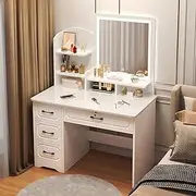 Uandhome Dressing Table,Modern Minimalist Dressing Table for Bedroom with Mirror and Drawer Storage,Vanity Table for Bedroom(80 * 40 * 137cm)-(NO LED Light)