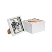 Nicola Spring 5 Piece 8 x 8 3D Shadow Box Photo Frame Set - Craft Display Picture Frame with 6 x 6 Mount - White