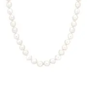 Silver 50cm Knotted Potato Freshwater Pearl Necklace in White