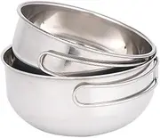 SUPVOX Sturdy Stainless Steel Travel Bowl 3 Piece Camping Tableware Set Mesh Bag Easy to Clean for Use